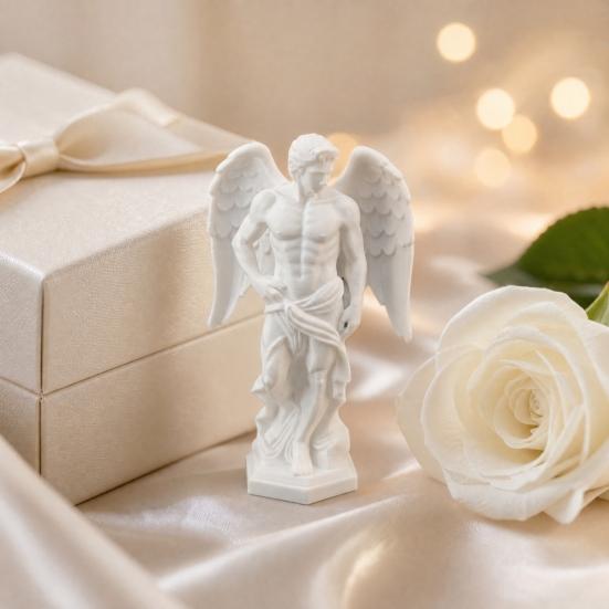 3D Printed Muscle Angel Sculpture, Classical Greek Bust Art Decor, Matte White Desk Ornament, Romantic Gift for Couples
