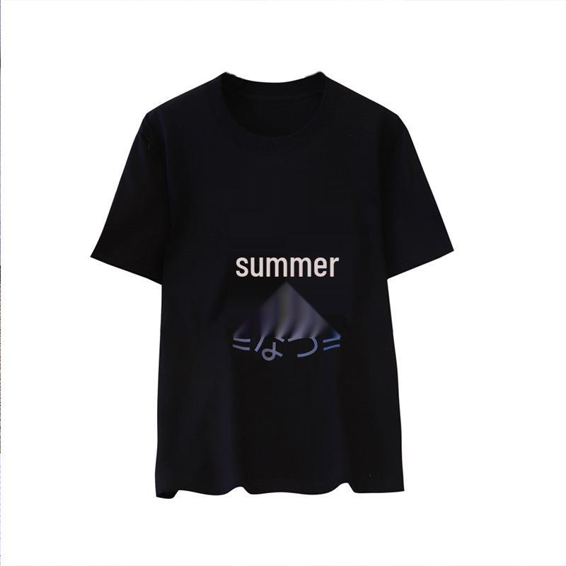 

Лето 2025 Женский повседневный топ с коротким рукавом, с принтом, больших размеров, для похудения 4XL чёрный