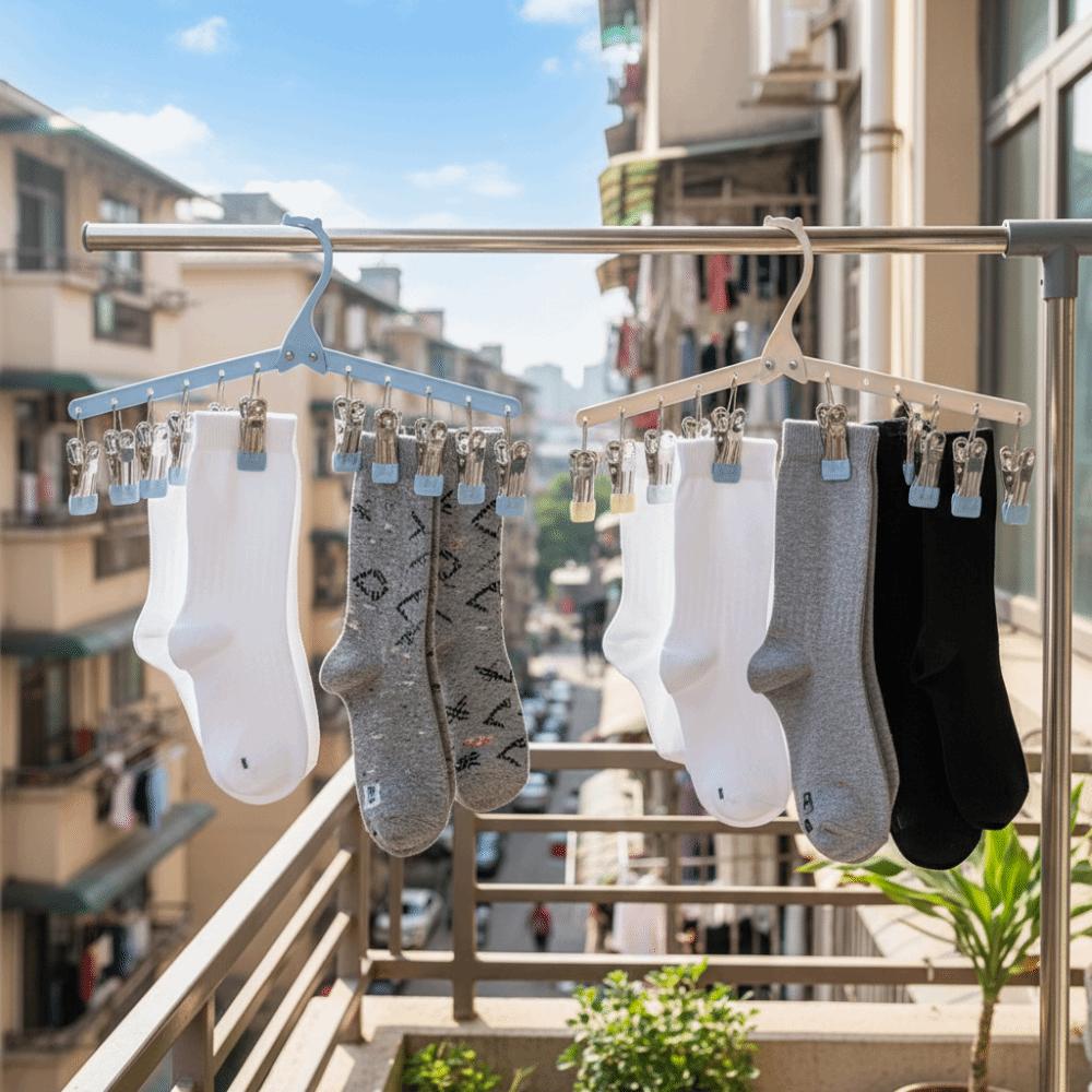 Windproof Folding Clothes Drying Rack 10 Clips Sock Laundry Airer Sock Drying Rack  Apartment