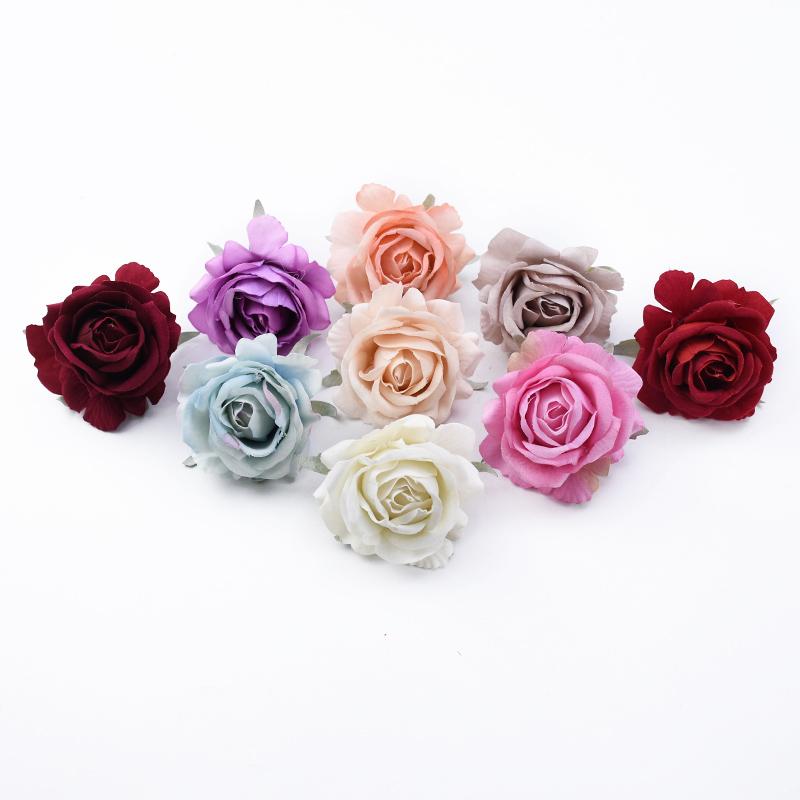 10/30pcs Artificial Flowers Home Room Table Wedding Bride Wrist Silk Roses Head Material Diy Gift Box Festival Decorative Wreath