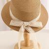 Fashion Lace Bow Straw Hat Foldable UV Protection Sun Visor Cap Breathable Sunshade Beach Hat for Girls