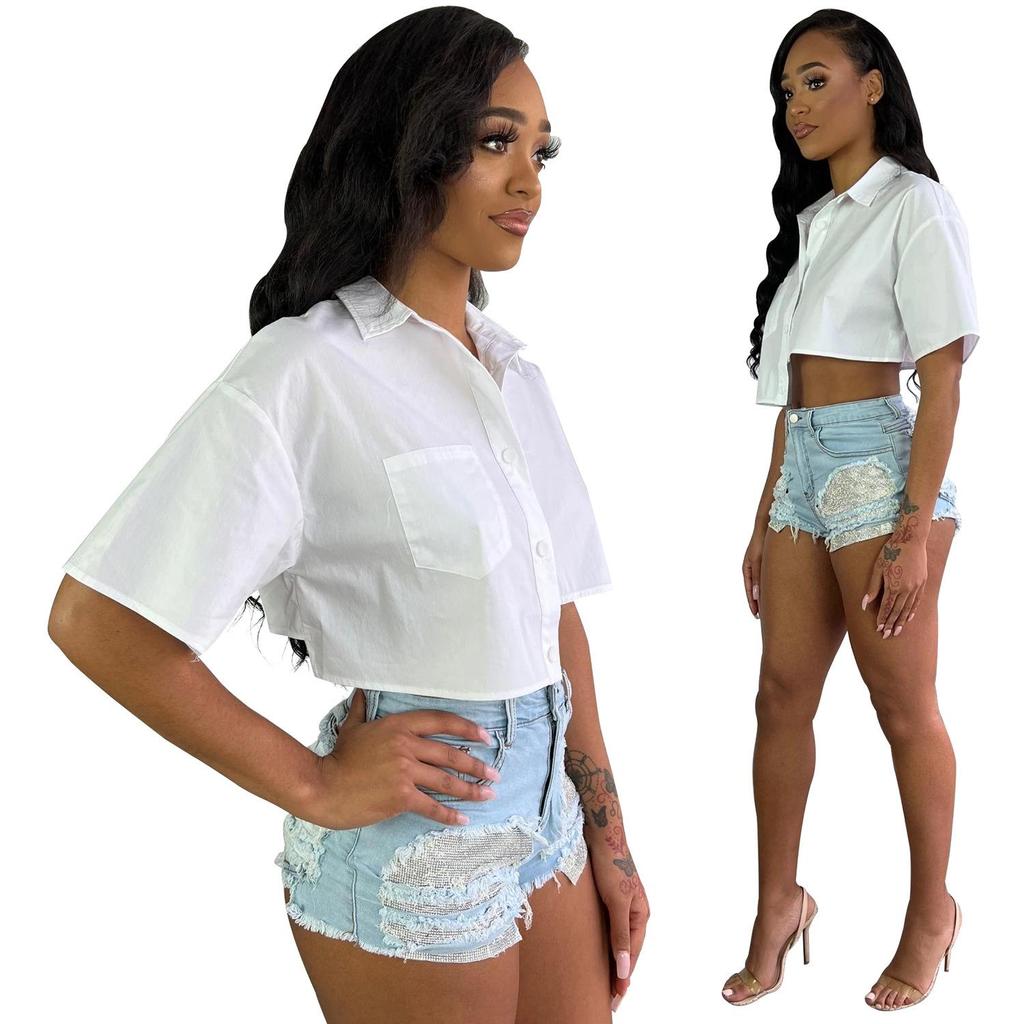 European & American Women's Fashion Casual Irregular Short-Sleeve Shirt - Summer New Arrival