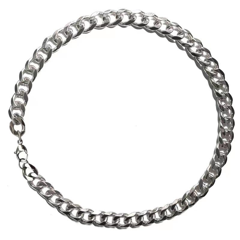304 Stainless Steel Polished Cuban Chain Necklace: Fashionable Men's and Women's Six-Sided Titanium Clavicle Chain.