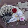 Dance Cosplay Court Lolita Lace Fan Lace Rose Photograph Props Art Craft Gift Hand Held Fans