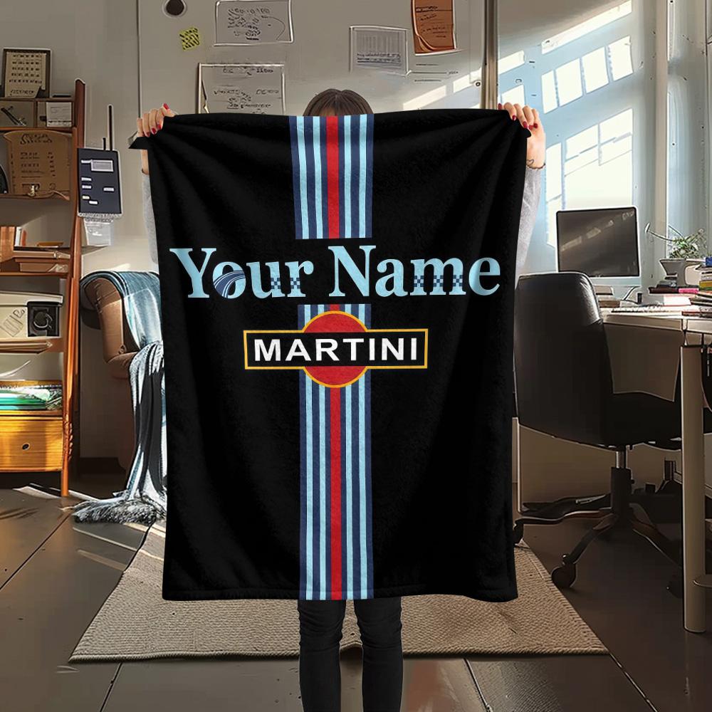 1PC Martini Custom Name Patterned Flannel Blanket Suitable For All Seasons For Home Decor Warmth And Comfort Gifts Holiday Present