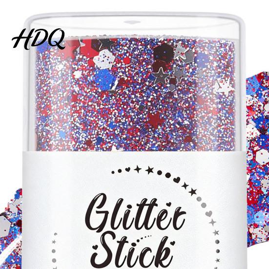 Independence Day Glitter Stick Body Stick Patriotic USA Flag Face Hair Accessories Sparkling Red White Blue Makeup for 4th of July Sequins