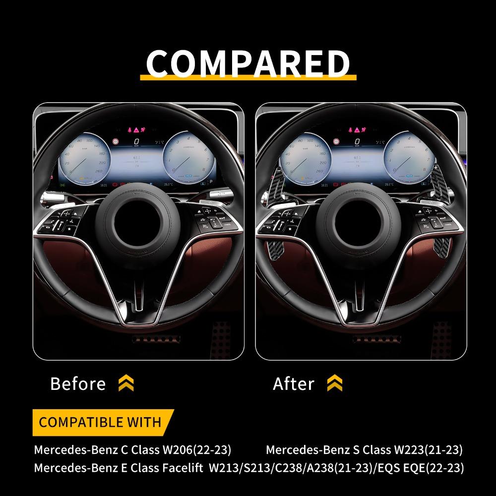 2025 Hot Racing Grills Carbon FIber Car Steering Wheel Paddle Shift For Mercedes-Benz C/E/S Class W206 Facelift W213/S213/C238/A