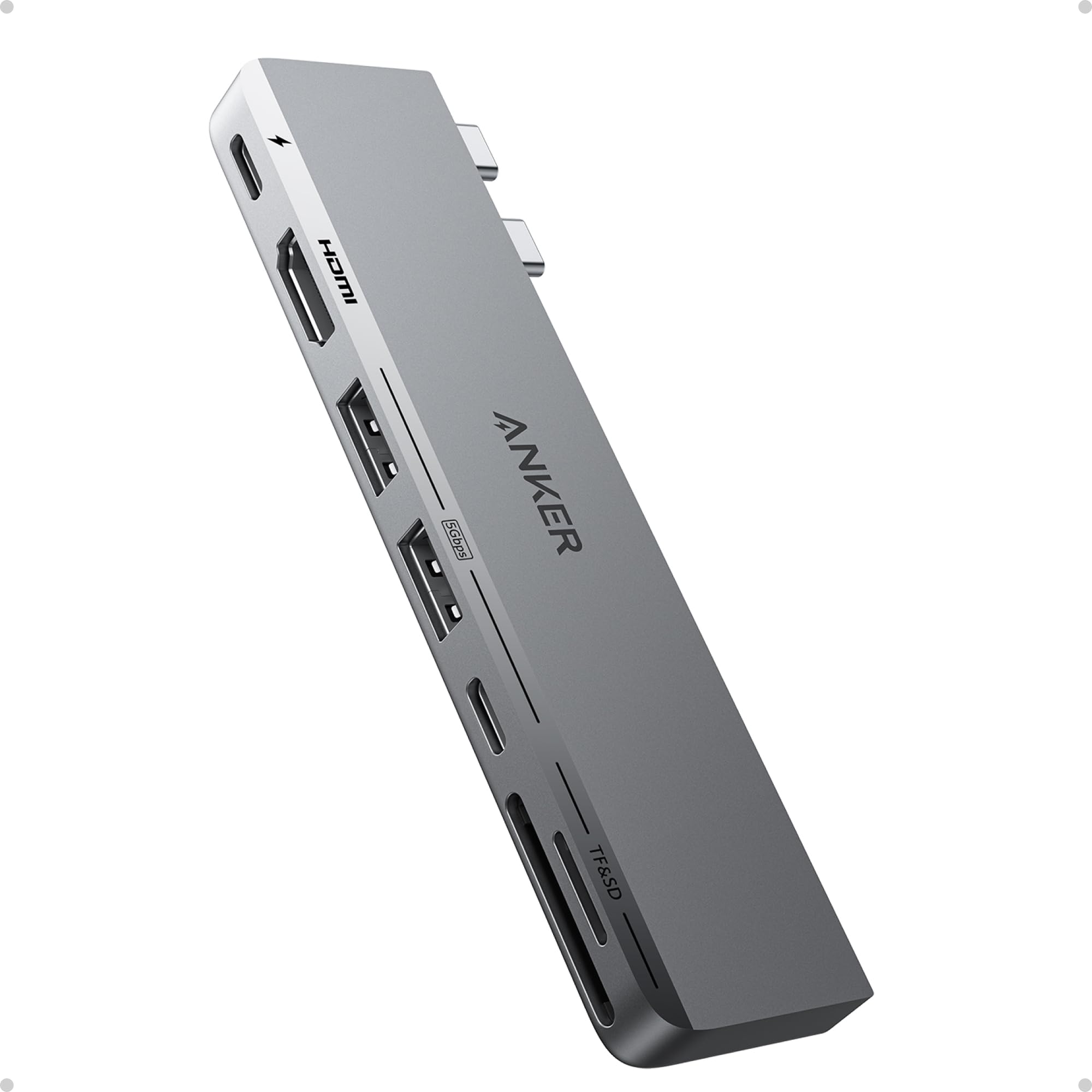 

Anker USB C хаб для Anker 547 Hub Thunderbolt 4 USB C 4K HDMI USB 2 USB A для передачи данных Совместим с MacBook Pro MacBook Air и серым MacBook, USB-C серый