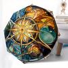 Stained Compass Rose Window ArtUmbrella, Portable 3-Fold Compact Umbrella for Men & Women Gift