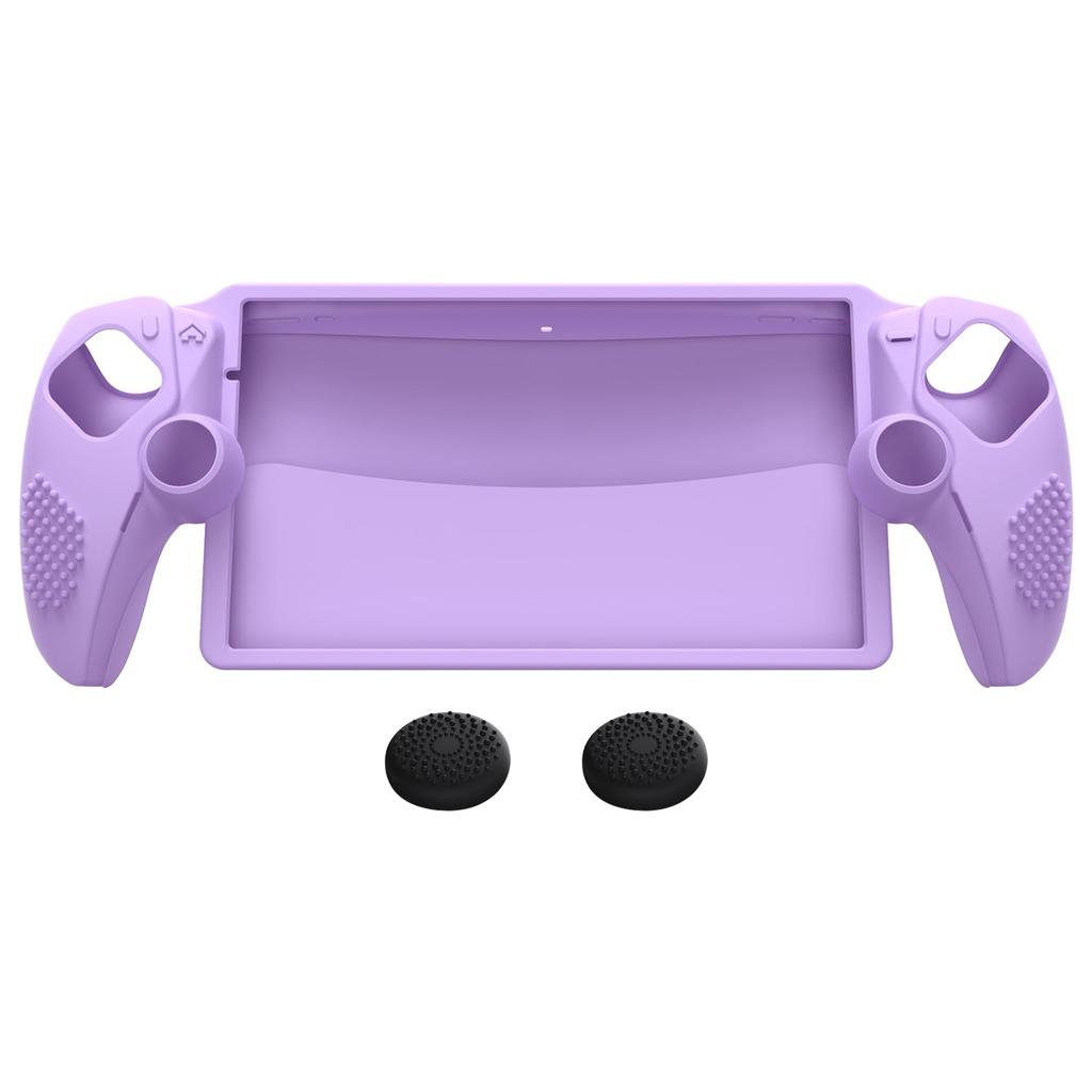 Protective cover case for PlayVital PS with 3D stud design for improved grip and stick compatible thumb grip cap Portal, anti-slip [Mauve Purple]