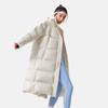 Li Ning Fitness Series Sports Leisure Loose Hooded Cold Resistant Warm Outdoor Long Down Jacket Women Outerwear Champagne-White AYMU110-1