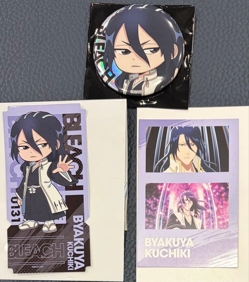 [USED] BLEACH Amo Crepe Limited Edition Byakuya Kuchiki Sticker and Pin Badge Bonus Item
