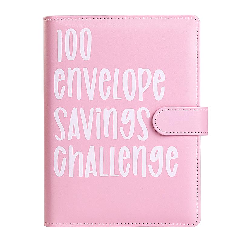 Custom Logo Lovers 100 Envelope Money Saving Challenge Loose-Leaf Budget Binder A5 PU Leather Storage Book with Kawaii PVC Cover