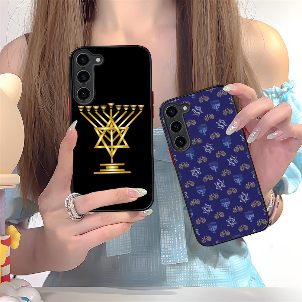 Jewish Hanukkah Mobile Phone Case for Samsung Galaxy S25 S24 S23 S22 S21 Plus FE Ultra Colorful Silicone Cover Cover Smartphone
