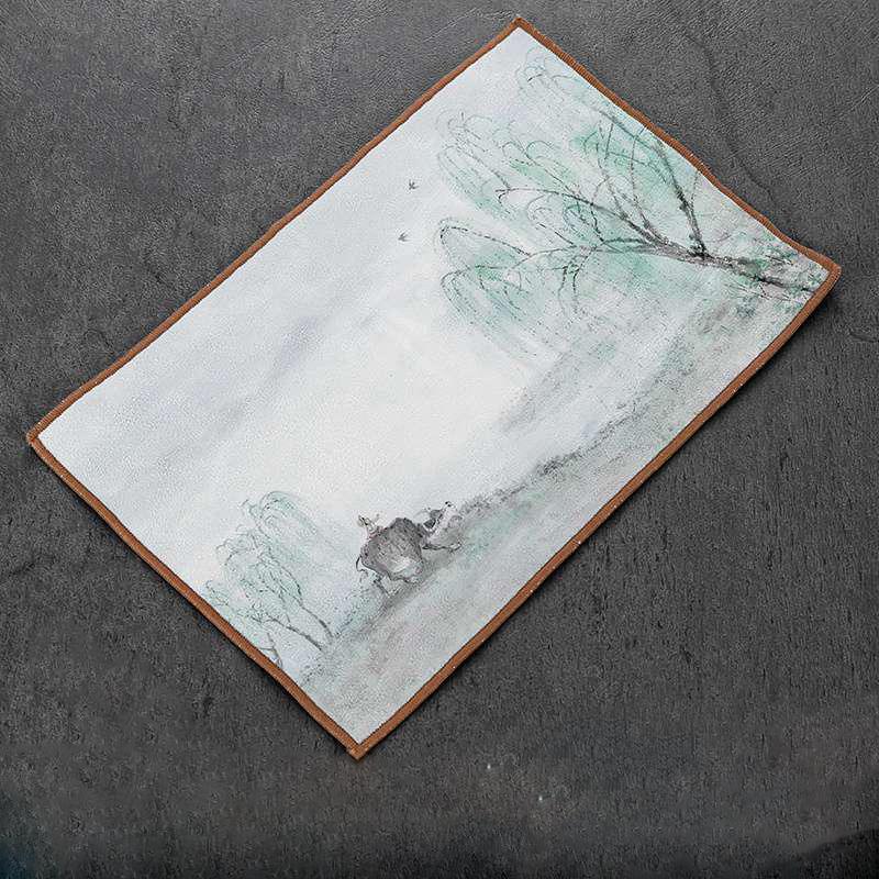 Geschirrtuch, graue Tischdecke, Geschirrtuch, Zubehör, Teezeremonie, einfacher Wind, Teepad, Hanf, saugfähig