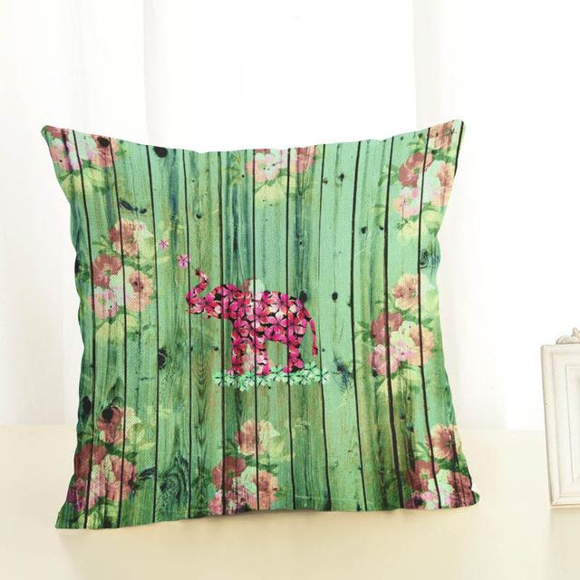 Creative Cartoon Elephant Cushion Cover Cotton Linen Elephant Printing Pillow Case For Sofa Home Decoration Almohada Zt89