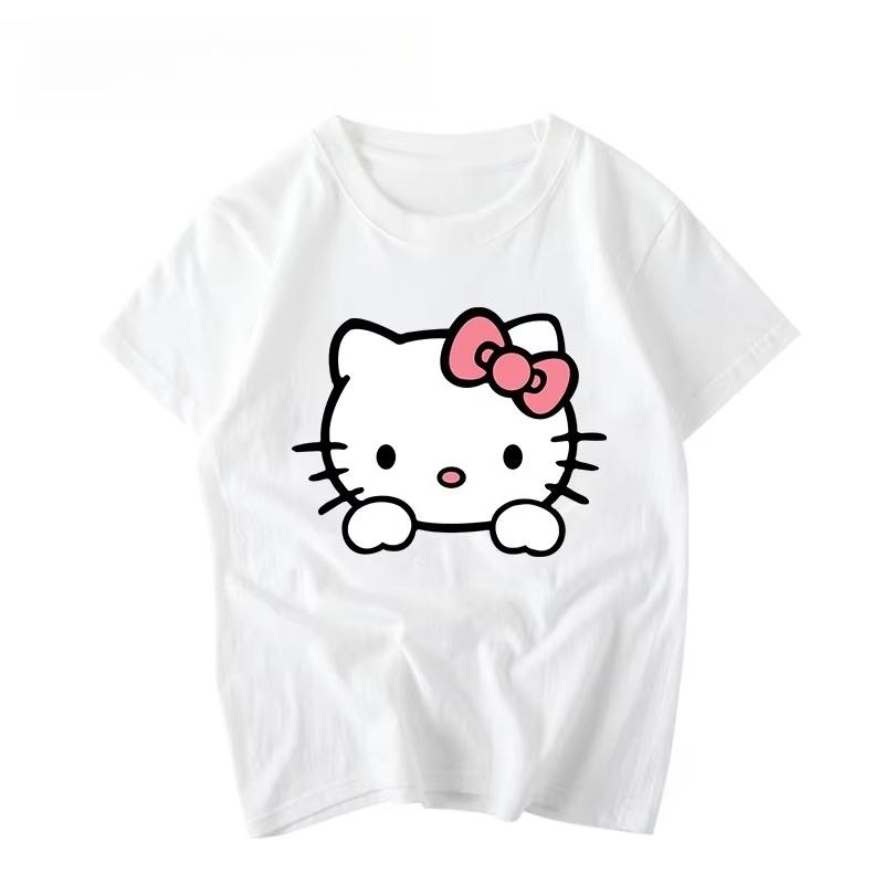 

Summer 2026 new childrens Tshirt my melody graffiti cartoon print pure cotton breathable parentchild fashion short sleeve S