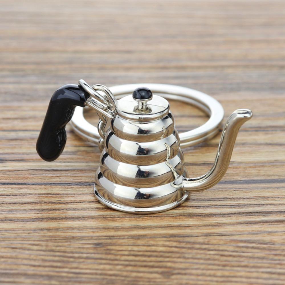 Mini 3D Creative Coffee Keychain Metal Moka Pitcher Keyring Coffee Handle Keyring Birthday Gift
