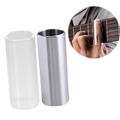 2Pcs 60mm Length Guitar Pick Tube Glass Guitar Finger Sliders Guitar Slide Bar Set  Beginners