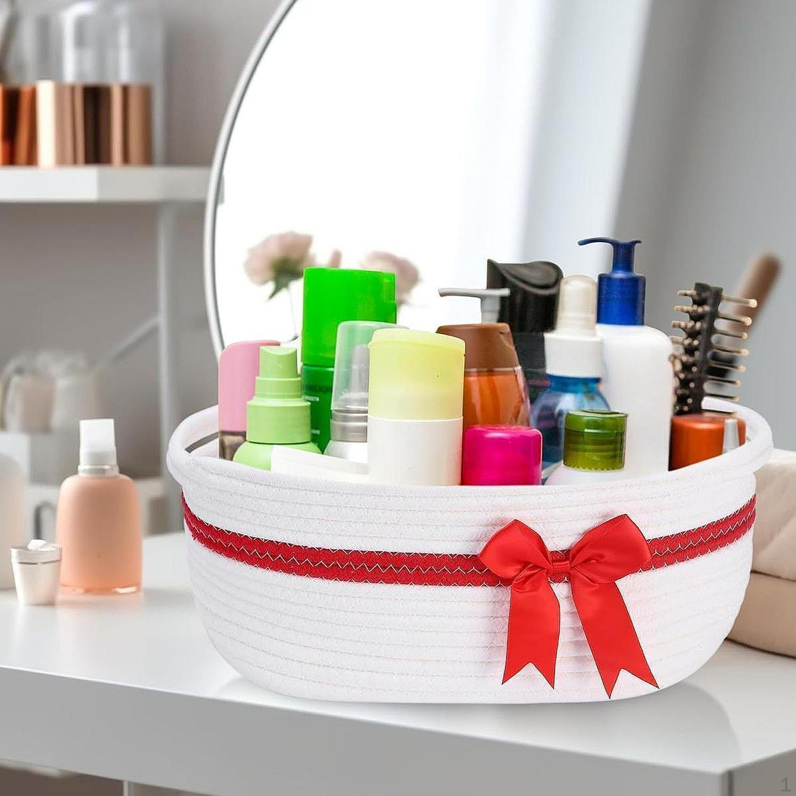 Rope Basket Shelf Organizer Christmas Woven Multipurpose Storage with белый 1473₽