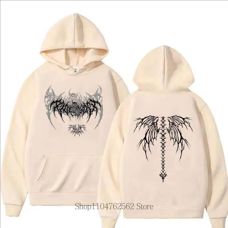 

2025 New Wing Print Hoodie Men Women Casual Fashion Harajuku Gothic Y2K Pullover Autumn Winter Fleece Long Sleeve Sweatshirts S