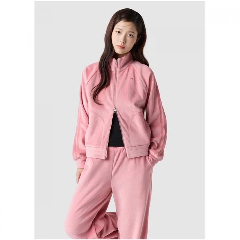 Le Coq Sportif Women S looSe Fit Velour High Neck Zip Up Qq422ofto3 SPK pink/95 L