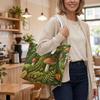 Forest Mushroom Pattern Tote Bag for Daily Shopping Casual Portable Shoulder Handbag