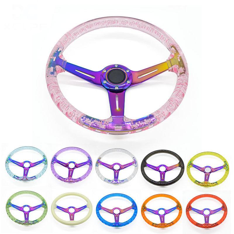 

Автомобильный акриловый модифицированный руль, аксессуар 14 дюймов, премиум-класса, уникальный, практичный, модифицированный декор, 8 цветов с логотипом чёрный