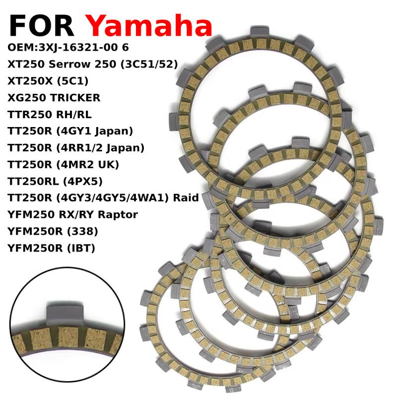 

Clutch Plate Disc Set Friction For Yamaha TT250R 4MR2 UK TT250RL 4PX5 TT250R Raid YFM250 RX/RY Raptor YFM250R OEM:3XJ-16321-00