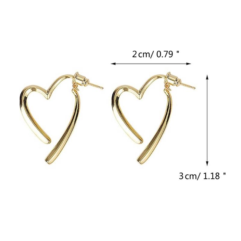 Stylish Heart Shaped Earrings Alloy Material Ear Studs Heart Ear Pendant Trendy Dangle Earring for Fashion Forward Women