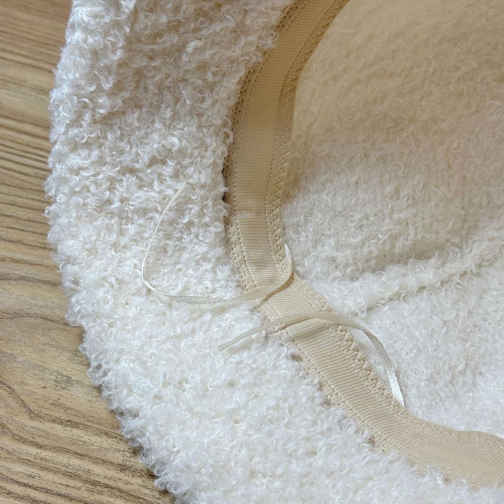 Bow Fisherman's Hat Children Autumn and Winter Warm Bucket Hat Lamb Wool Basin Hat