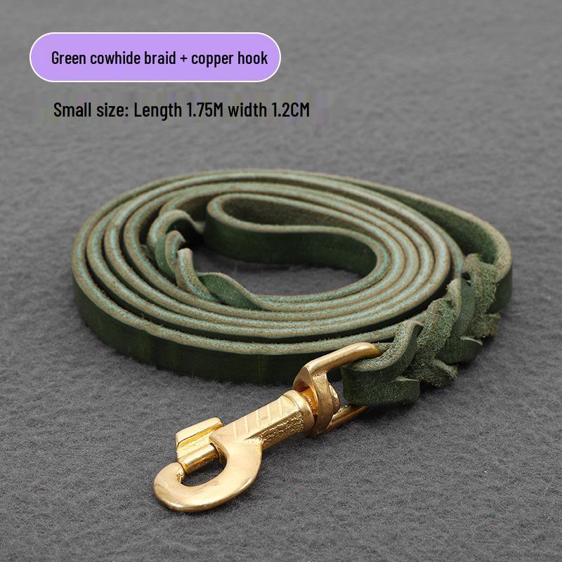 Genuine Cowhide Leather Dog Leash for Golden Retrievers & German Shepherds - Durable Walking Rope