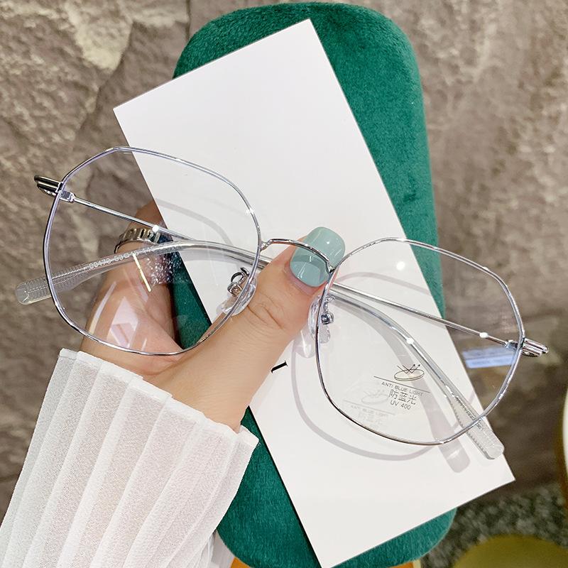

Luxury Polygon Square Myopia Glasses Women TR90 Gold Metal Frame Blue Light Filter Prescription Eyewear Original lens 0