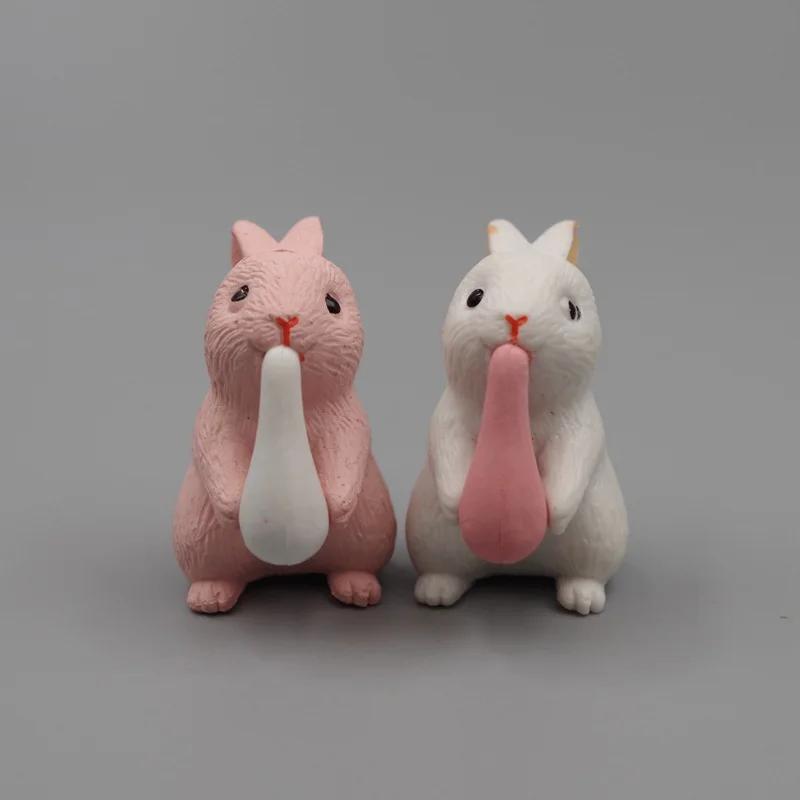 12Pcs Desk Decoration Crafts Cute Mini Rabbit Miniature Hare Animal Figurine Mini Bunny Garden Ornament Micro Landschaft Craft