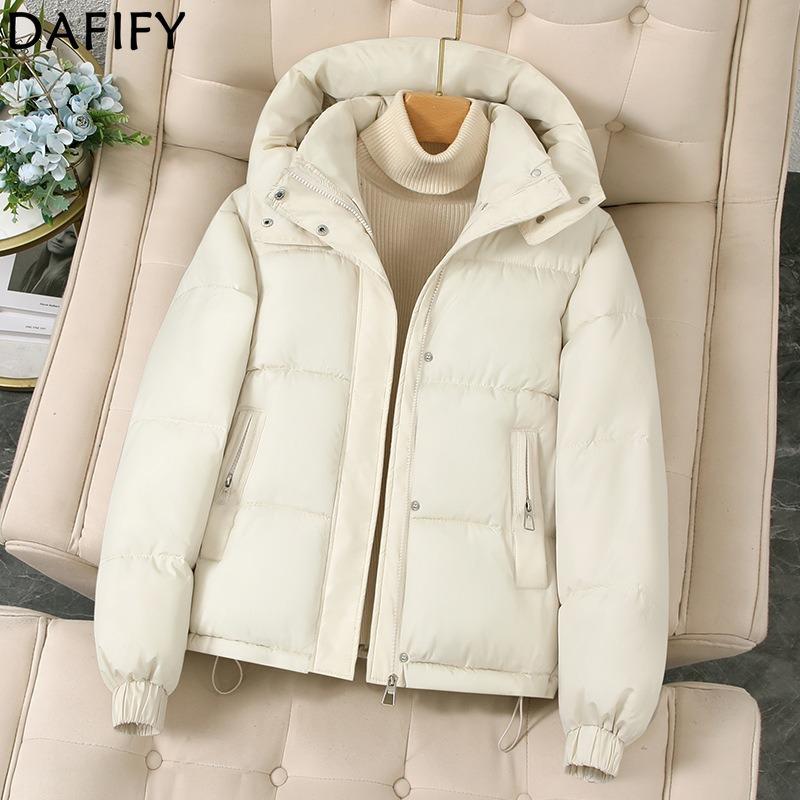 DAFIFY Damemote Uformelt Høst Vinter Ensfarget Print Langermede jakker og kåper dunfrakker