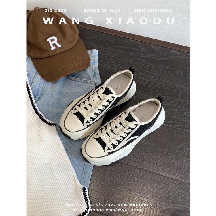 

Platform canvas shoes women s 2025 spring new low-top platform heightening versatile little white shoes women s sports shoes ins tide 35