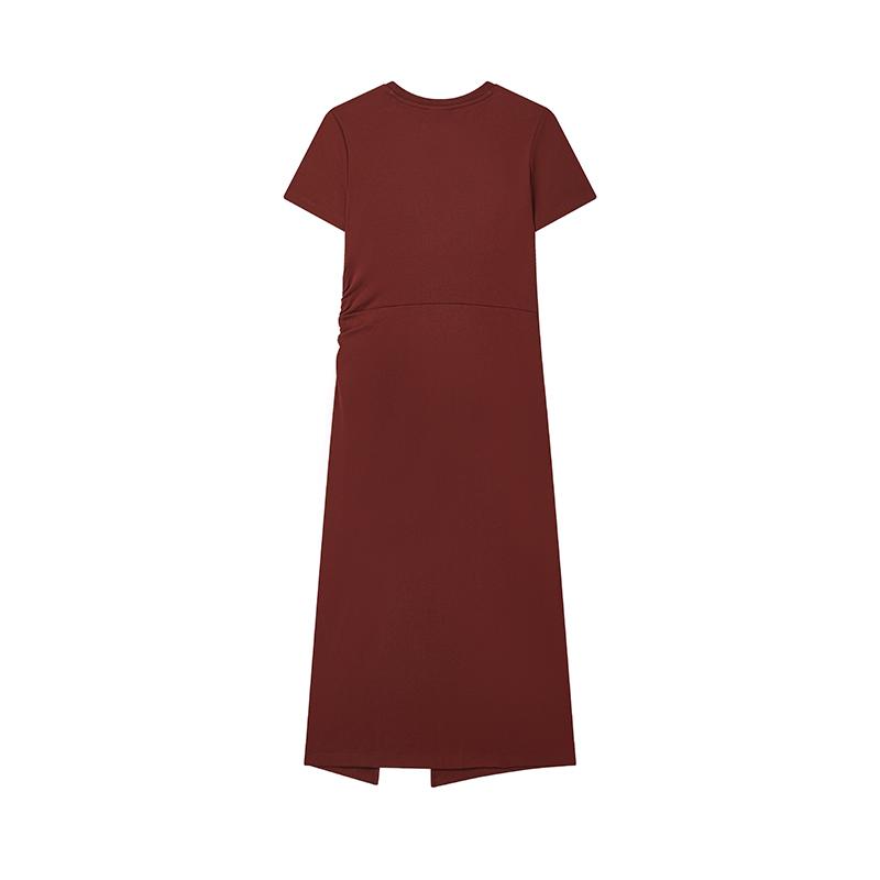 New FILA ORIGINALE Short Sleeved Dress Women's Terracotta Red Brown BN F51W529314F-BN