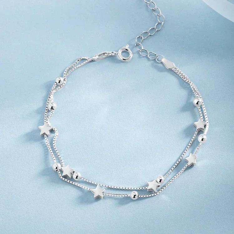 Luxury 925 Silver Lucky Beads Bracelets for Women Fashion Korean Design Multilayer Adjustable Ball Bracelets Jewelry