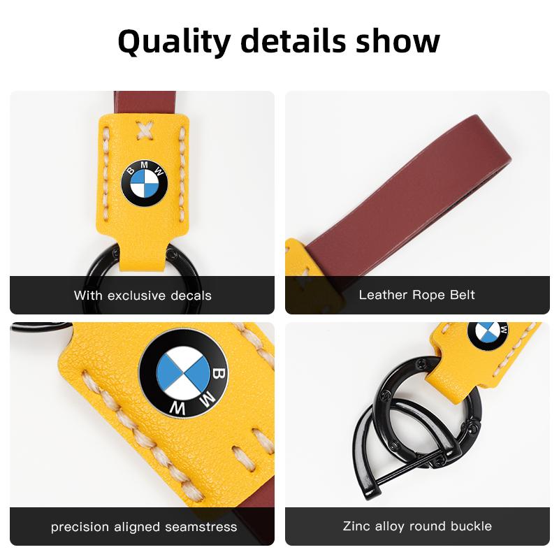 M logo Car Nappa Leather Key Chains Long-style Auto Keyrings For BMW X1 X2 X3 X5 X4 X6 X7 iX3 F20 F10 F07 E70 E46 E90 E92 E60 E3 fxdf89