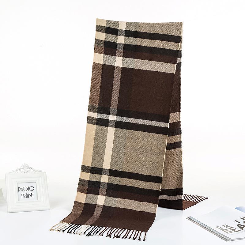 Men'S Winter Plaid Scarf Warm Women Cashmere Shawls Scarves Casual Tassel Scarfs Man Business Scarf Pashmina
