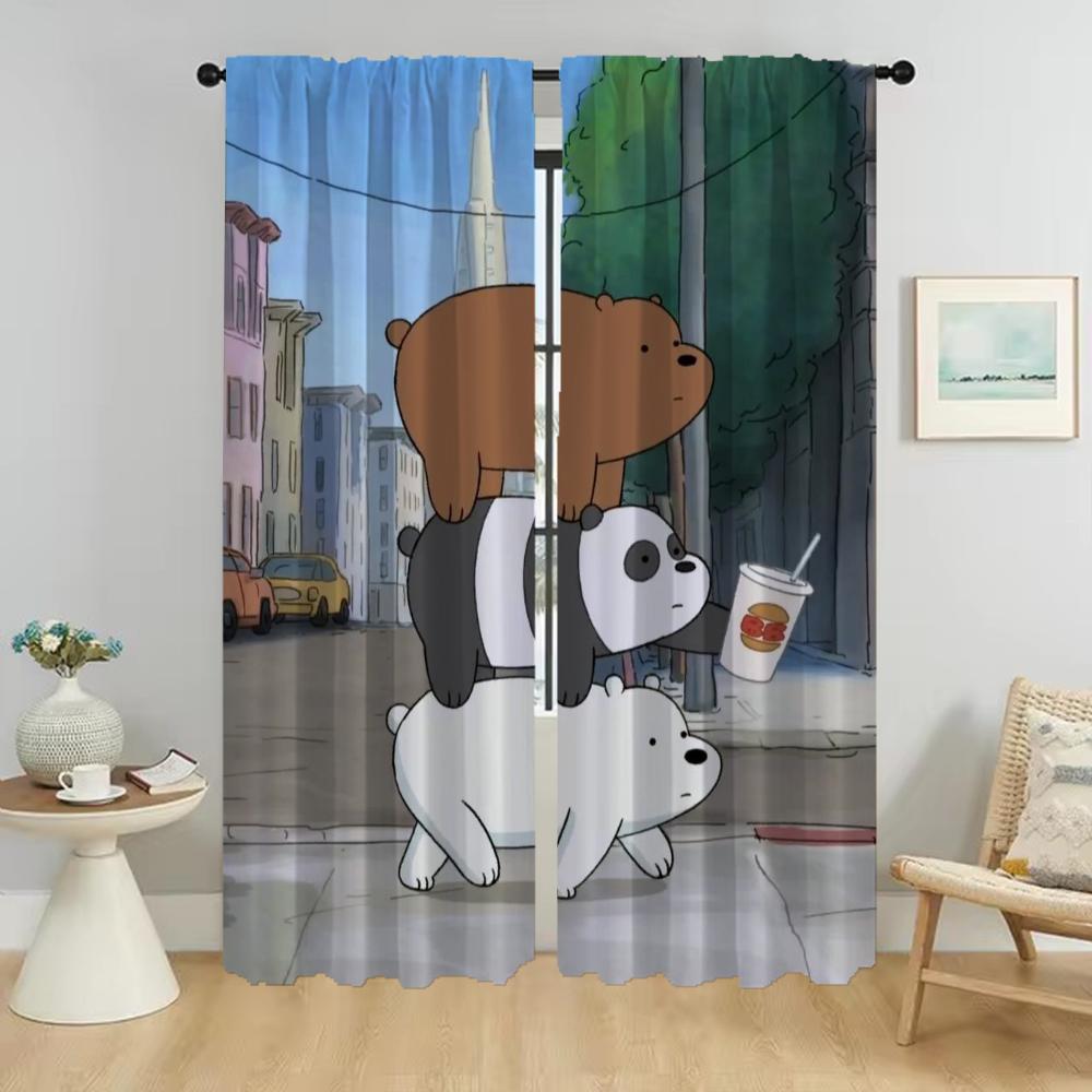 

Плотные шторы для гостиной We Bear Bears Home Interior Шторы 2 шт. Оконная занавеска для украшения Хэллоуина Перегородка W50xH70cmx2pcs-CL