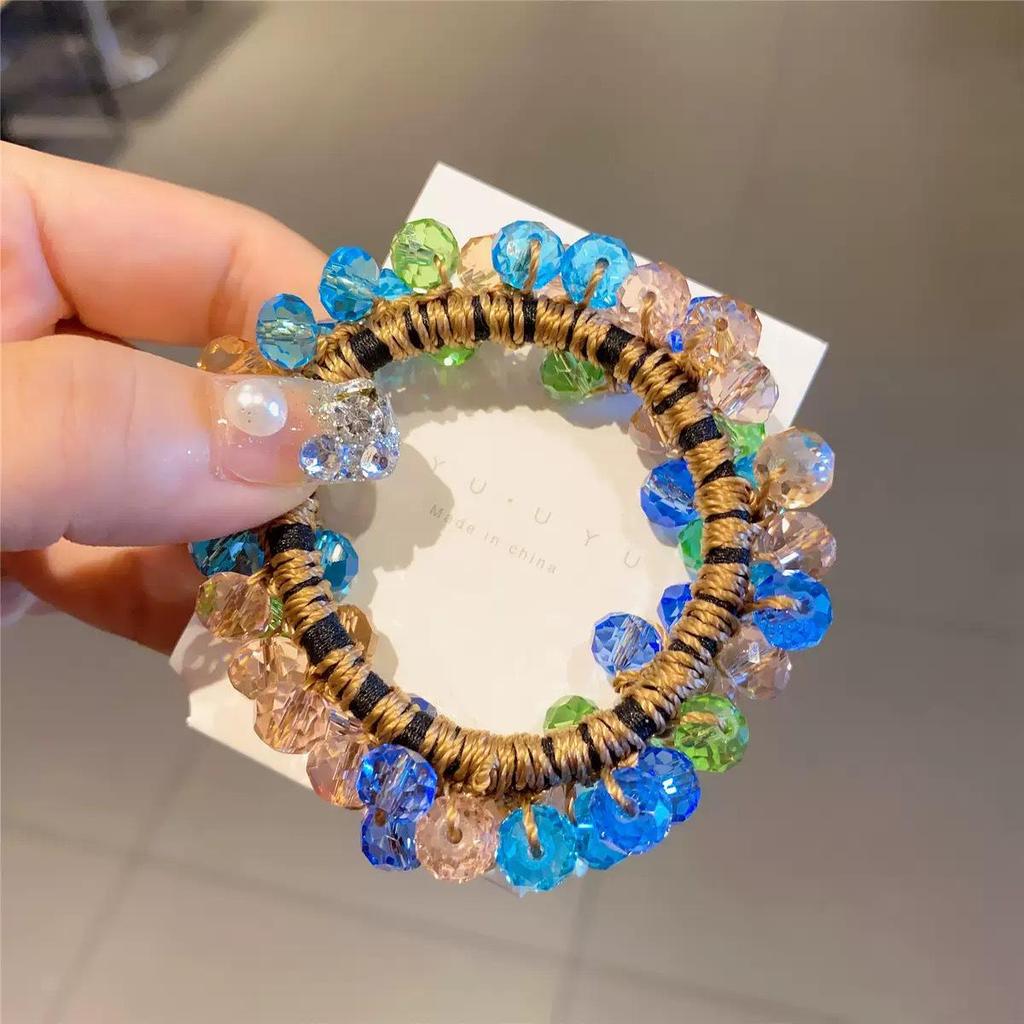 Korean Style Colorful Crystal Elastic Hair Tie & Women's Bracelet