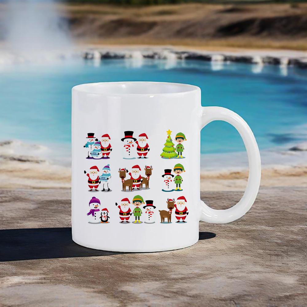 

Merry Xmas Themed Mug Muti Santa Drawing Coffee Mug 330ml Water Cup With Handle Daily Use Best Gift Tea Cups Beer Mugs Drinkware 330ml