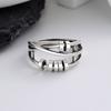 S925 Sterling Silver Three-ring Smart Ring Ins Wishing Transfer Beads Light Luxury Exquisite Index Finger Ring Female