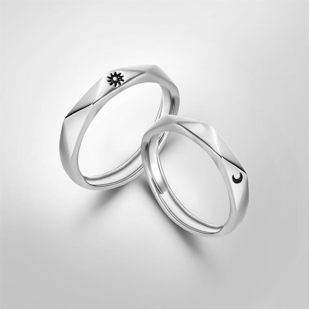 S Love Heart Heartbeat Couple Open Rings For Women Men Lover Black Copper Color Engagement Wedding Rings Valentines Day Gifts