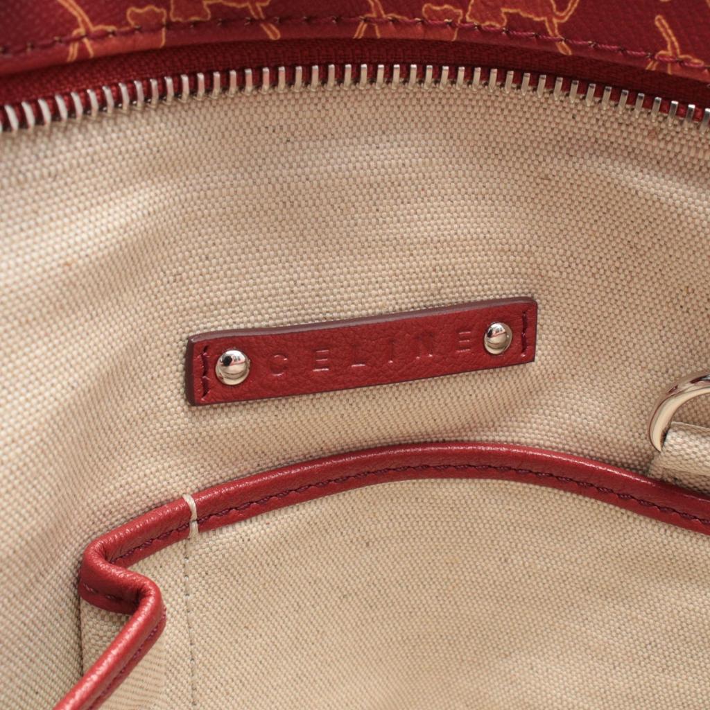 Used CELINE Sulky Tote Bag PVC coated canvas leather Red Multicolor Used Women