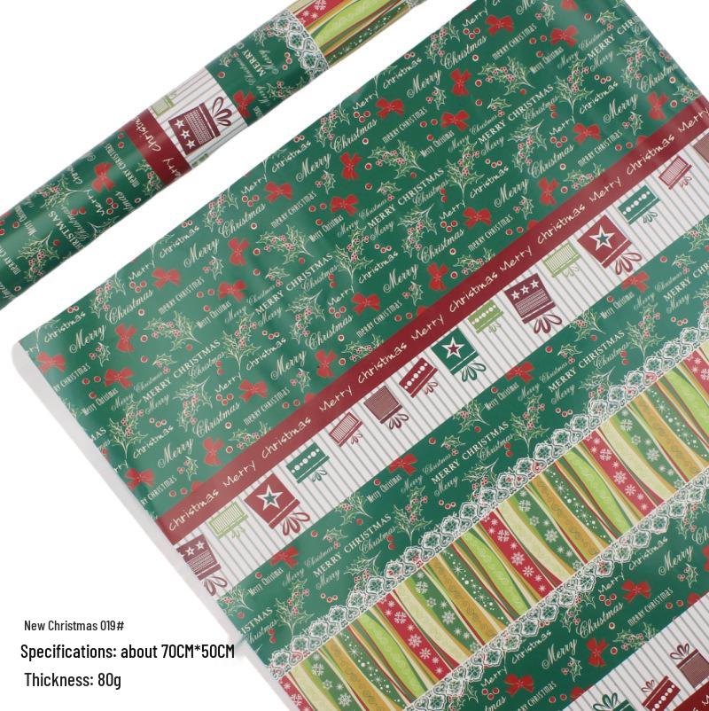 Feestelijk Cadeaupapier Set: Cartoon Kerst & Nieuwjaar Ontwerp met Tissuepapier