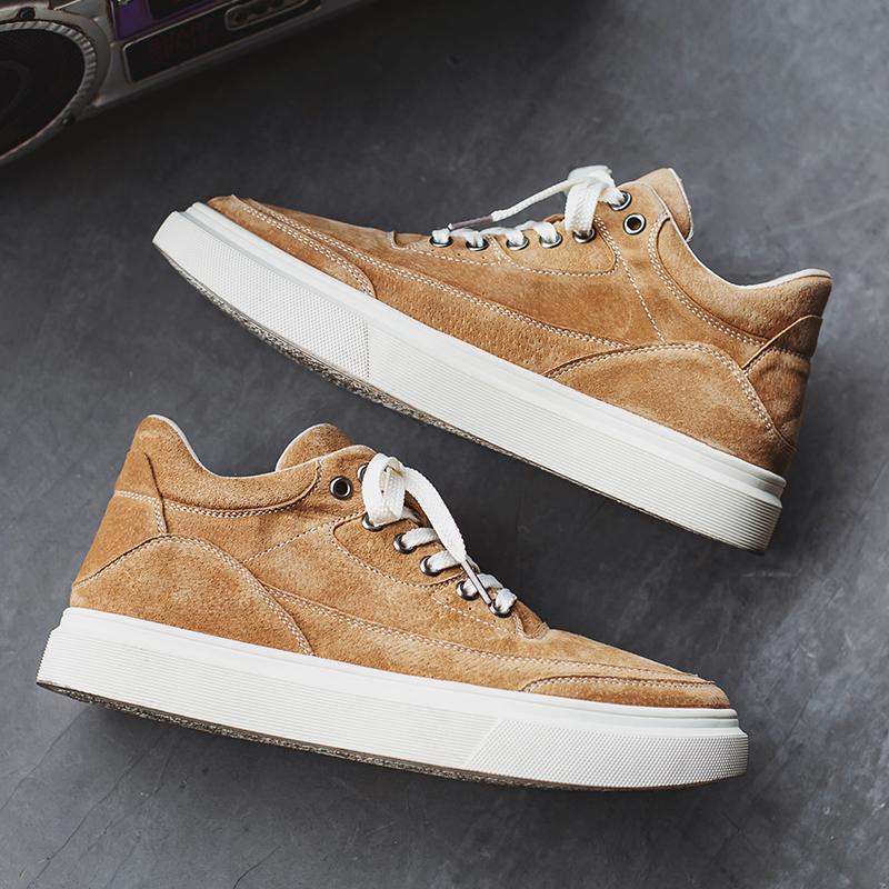 Italian Brand Fashionable Brown Thick Soled Sports Shoes Wear-resistant Non Slip Men's Casual Shoes Men's High Top Shoes