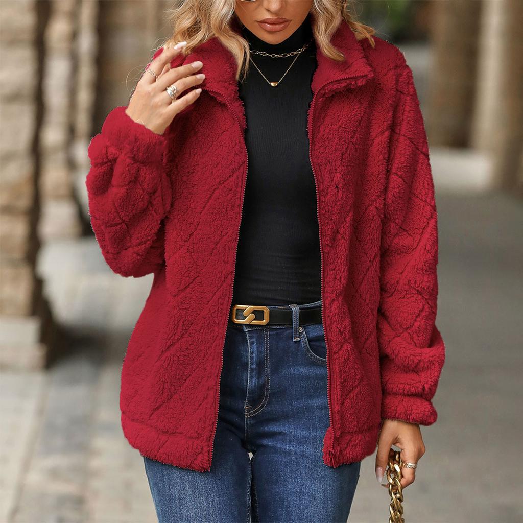 Herbst und Winter Langarm Strickjacke für Damen Reißverschlussmantel