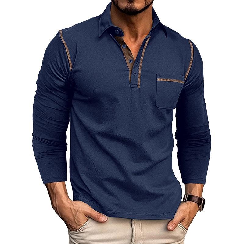 Long-sleeved T-shirt for men New style business polo shirt with collar Men's top